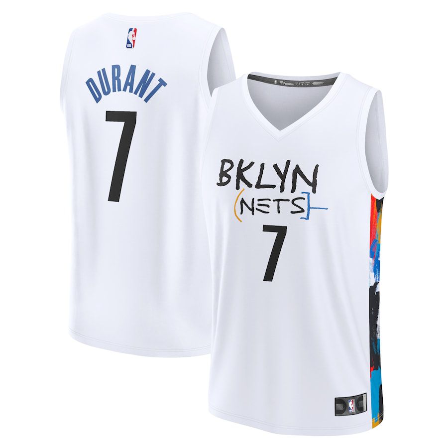 Men Brooklyn Nets #7 Kevin Durant Fanatics Branded Silver City Edition 2022-23 Fastbreak NBA Jersey->brooklyn nets->NBA Jersey